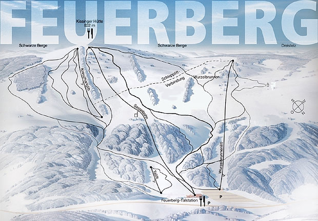 Pistenplan  im Skigebiet Langenleiten - Feuerberg - ein Skigebiet in Rhön
