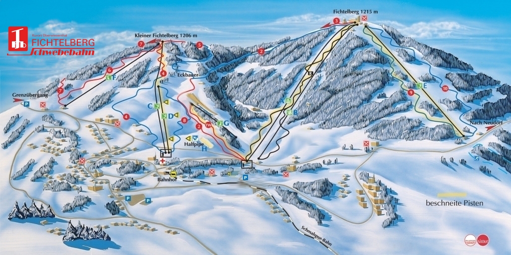 Pistenplan  im Skigebiet Oberwiesenthal - ein Skigebiet in Erzgebirge