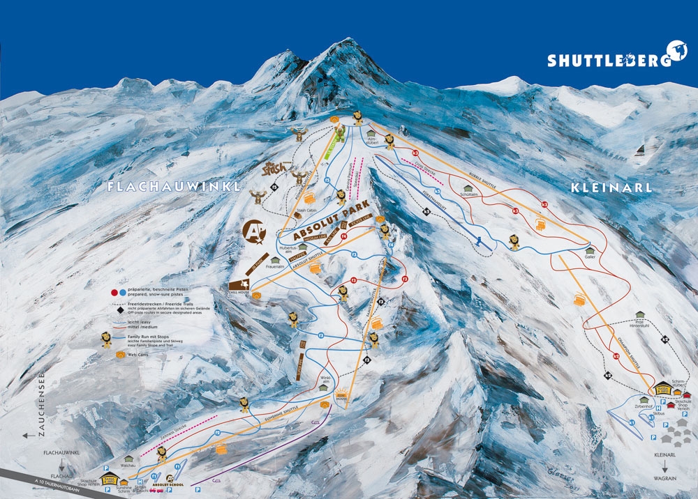 Pistenplan  im Skigebiet Flachauwinkl - Kleinarl - ein Skigebiet in Salzburger Land