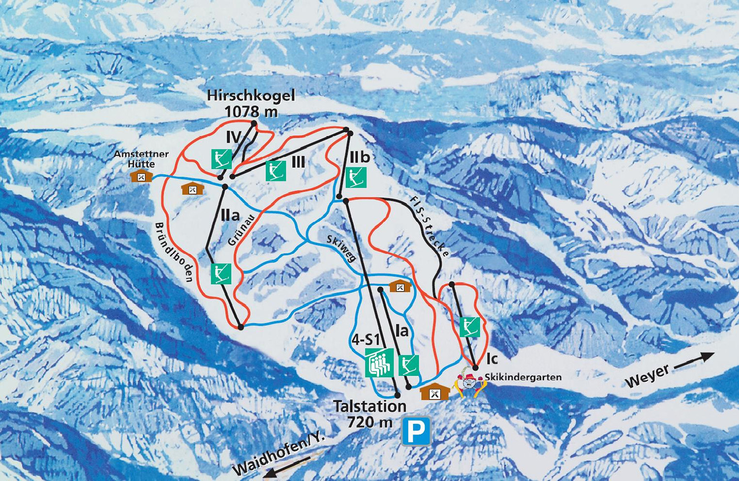 Pistenplan  im Skigebiet Forsteralm - ein Skigebiet in Oberösterreich