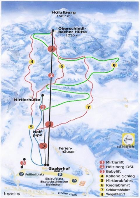 Pistenplan  im Skigebiet Gaal - ein Skigebiet in Steiermark