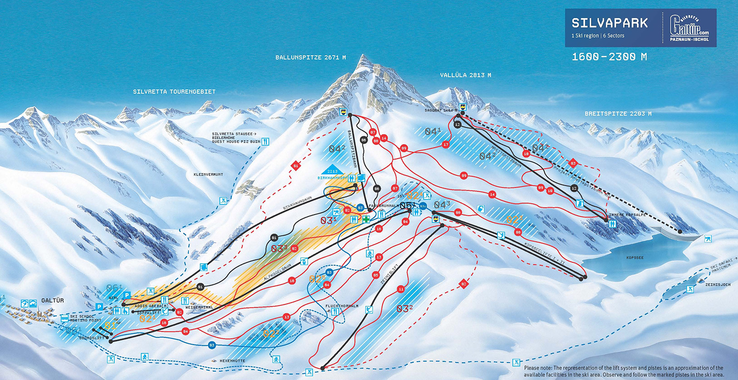 Pistenplan  im Skigebiet Galtür - ein Skigebiet in Tirol
