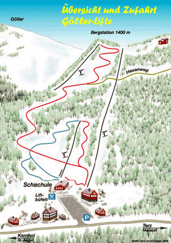 Pistenplan  im Skigebiet Göllerlifte - ein Skigebiet in Niederösterreich