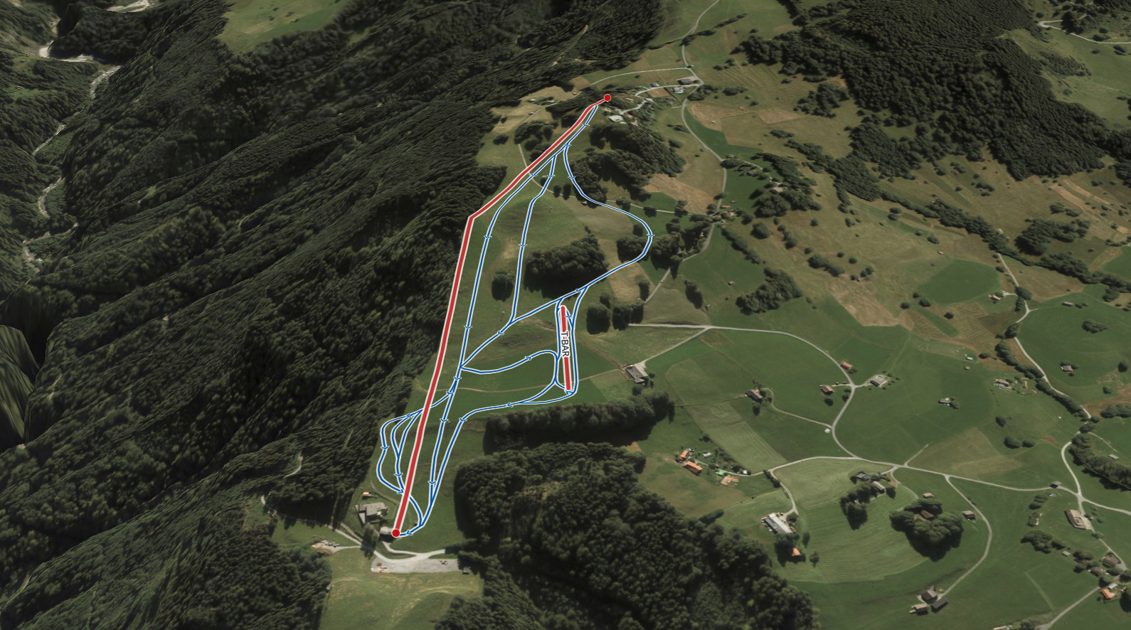 Pistenplan  im Skigebiet Gröllerkopf - Übersaxen - ein Skigebiet in Vorarlberg