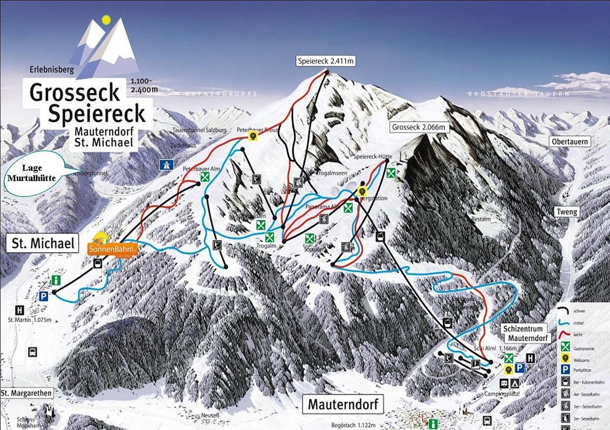 Pistenplan  im Skigebiet Grosseck - Speiereck - ein Skigebiet in Salzburger Land