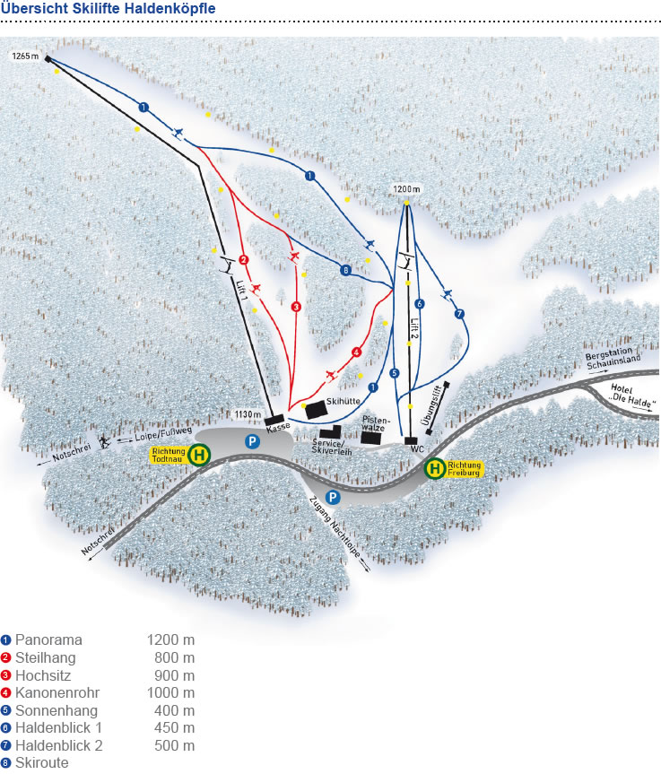 Pistenplan  im Skigebiet Haldenköpfle - ein Skigebiet in Schwarzwald