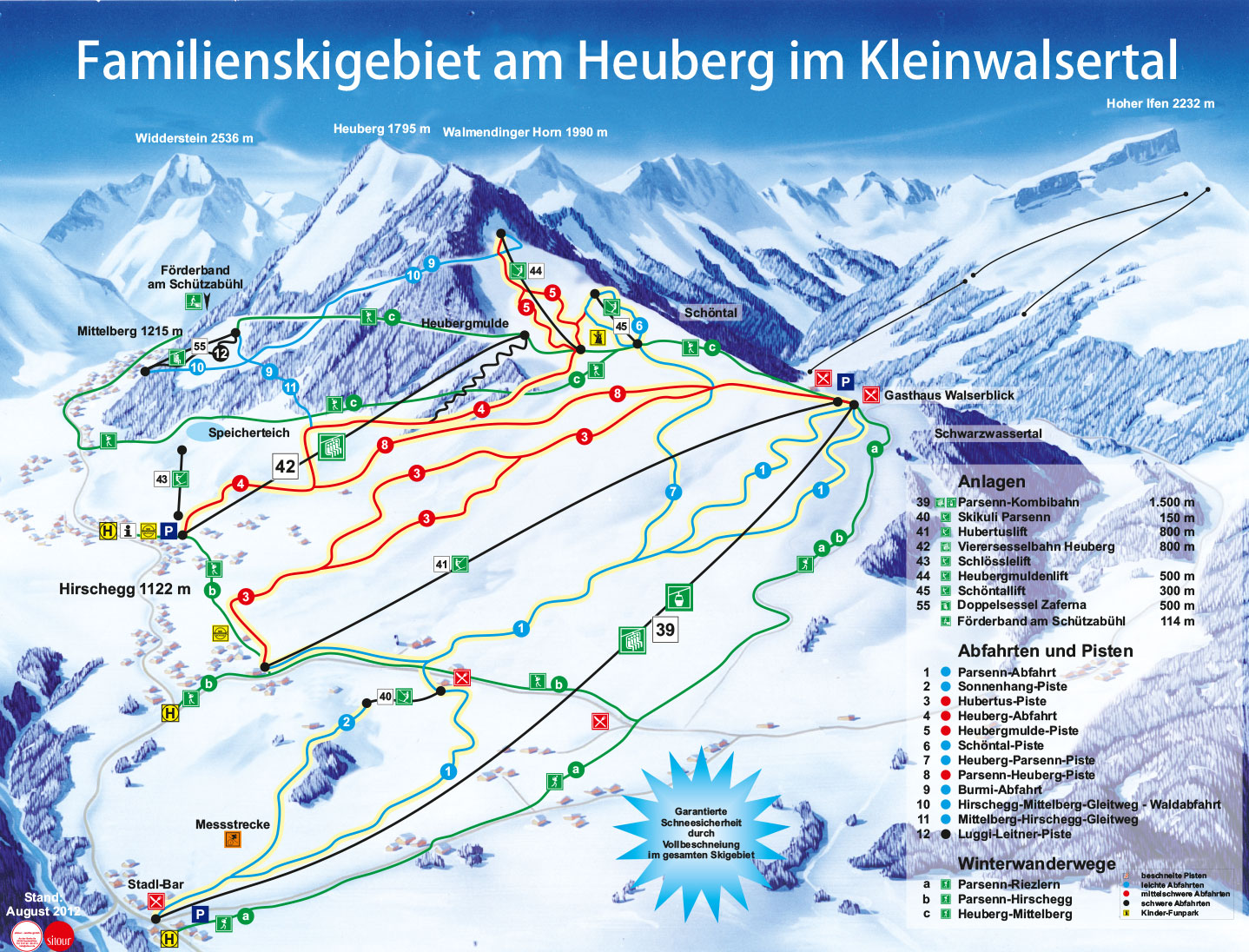 Pistenplan  im Skigebiet Heuberg-Arena - ein Skigebiet in Vorarlberg