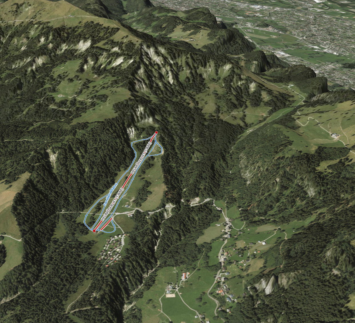 Pistenplan  im Skigebiet Ebnit Dornbirn - Heumöserlifte - ein Skigebiet in Vorarlberg