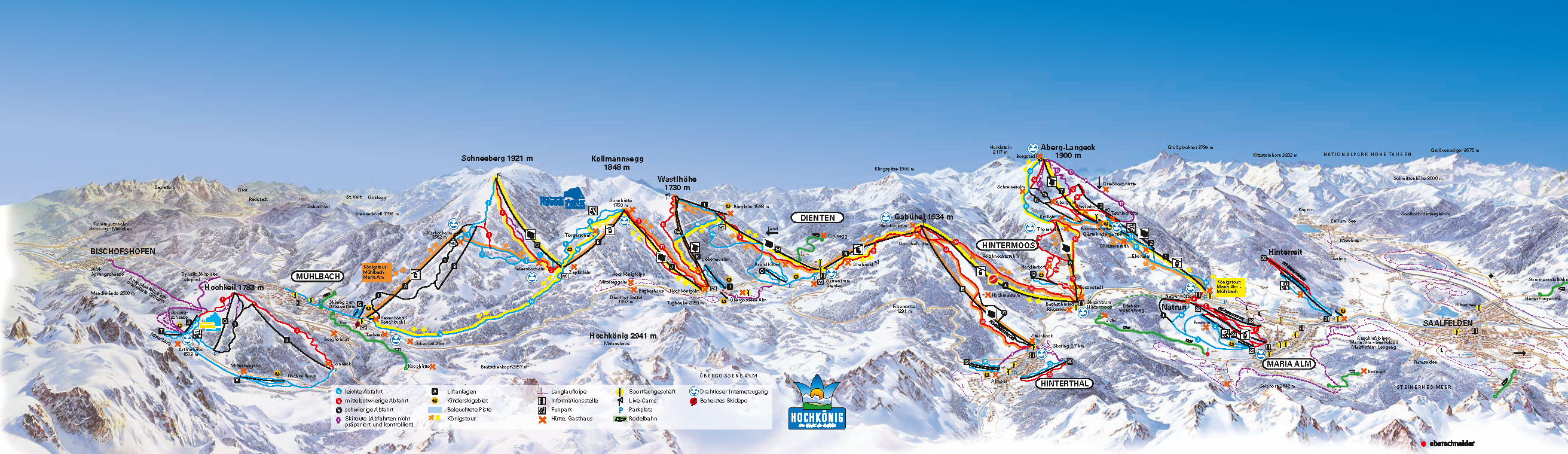 Pistenplan Hochkönig im Skigebiet Hochkönig - Maria Alm - ein Skigebiet in Salzburger Land