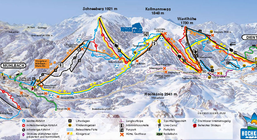 Pistenplan Mühlbach im Skigebiet Hochkönig - Mühlbach - ein Skigebiet in Salzburger Land