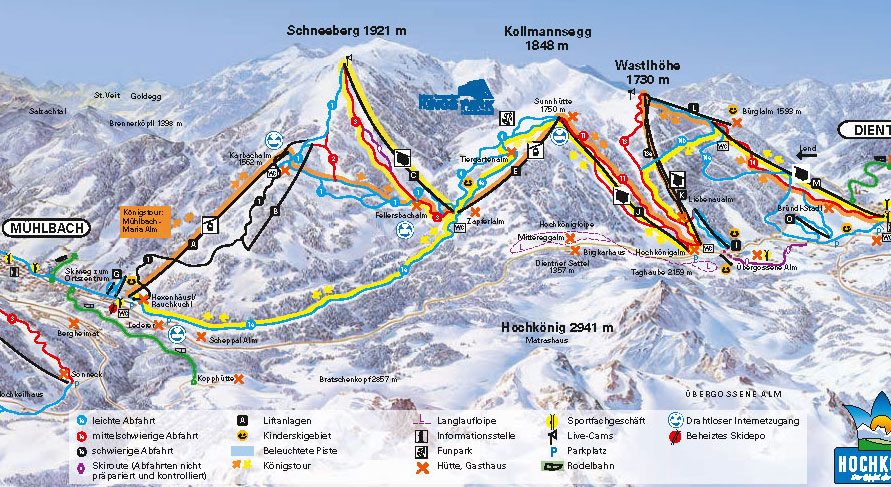 Pistenplan Mühlbach im Skigebiet Hochkönig - Maria Alm - ein Skigebiet in Salzburger Land