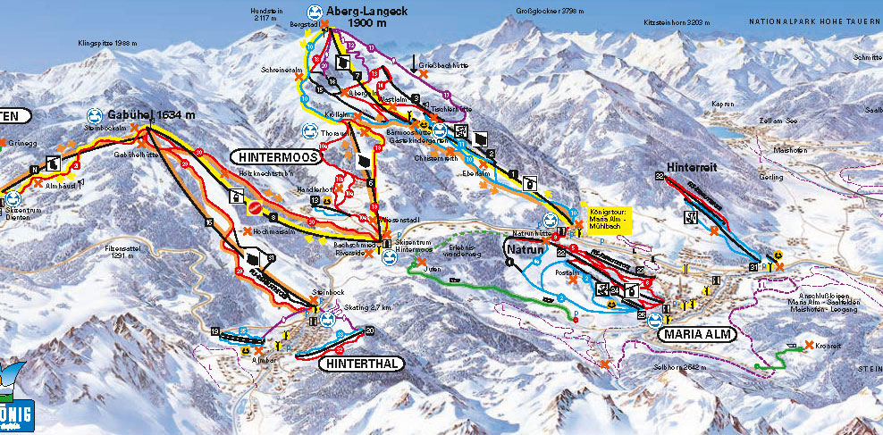 Pistenplan Maria Alm im Skigebiet Hochkönig - Mühlbach - ein Skigebiet in Salzburger Land