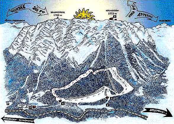 Pistenplan  im Skigebiet Hochlecken - ein Skigebiet in Oberösterreich