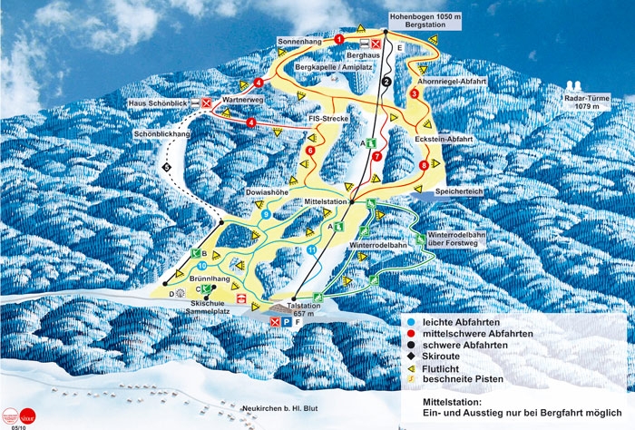 Pistenplan  im Skigebiet Neukirchen-Hohenbogen - ein Skigebiet in Bayerischer Wald