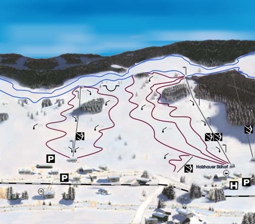Pistenplan  im Skigebiet Holzhau - ein Skigebiet in Erzgebirge