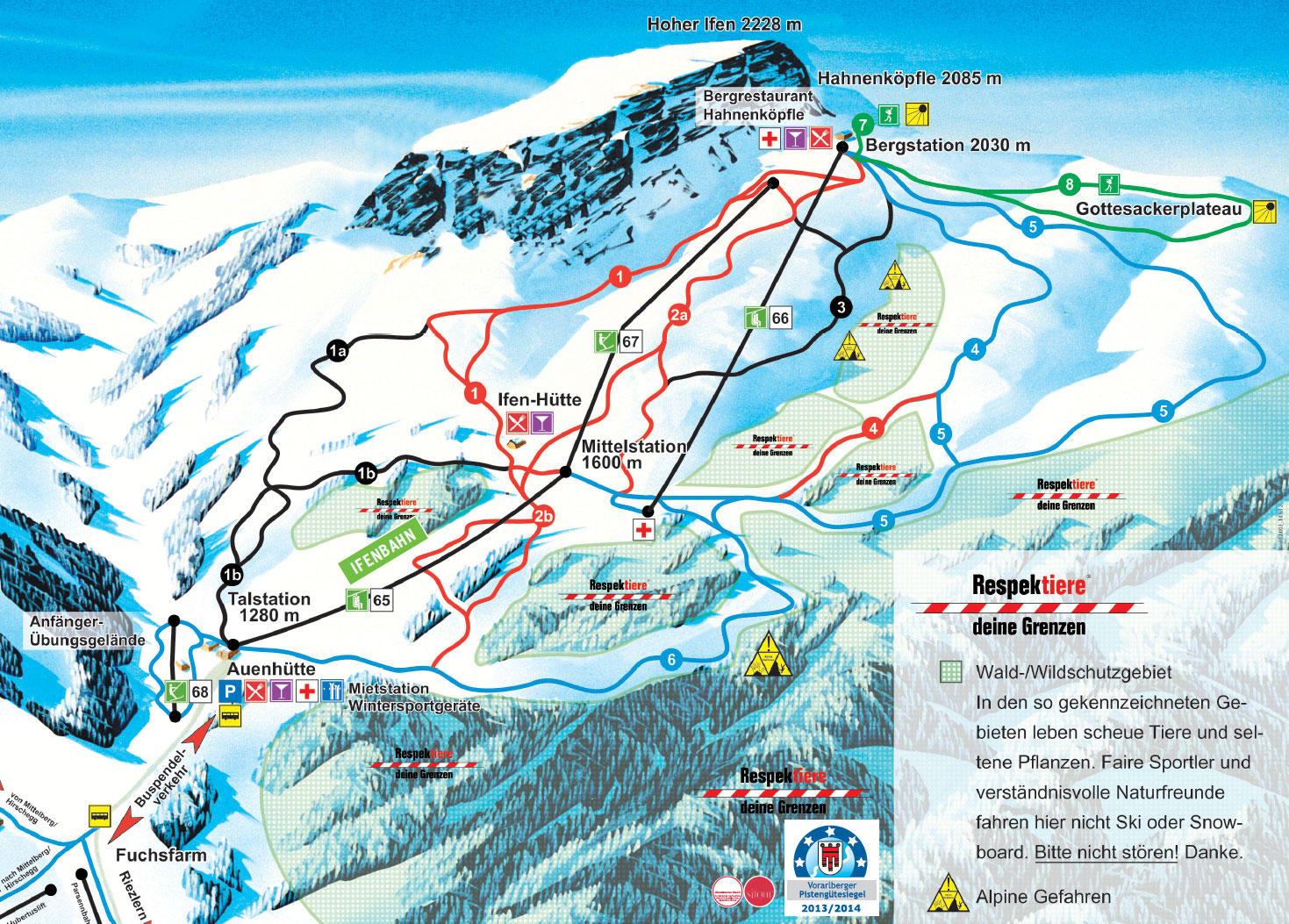 Pistenplan  im Skigebiet Kleinwalsertal - Ifen - ein Skigebiet in Vorarlberg