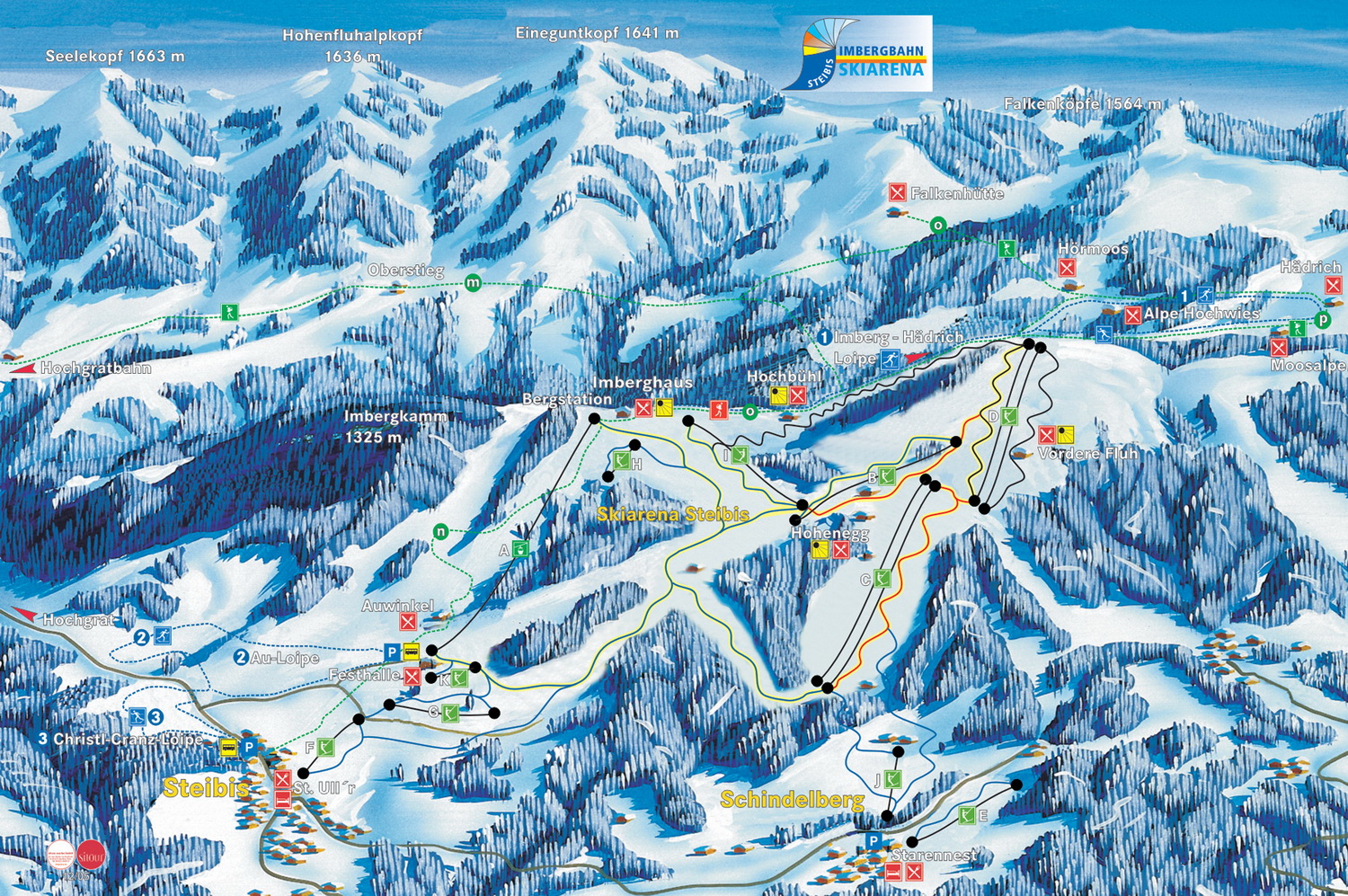 Pistenplan  im Skigebiet Oberstaufen - Steibis - ein Skigebiet in Allgäu