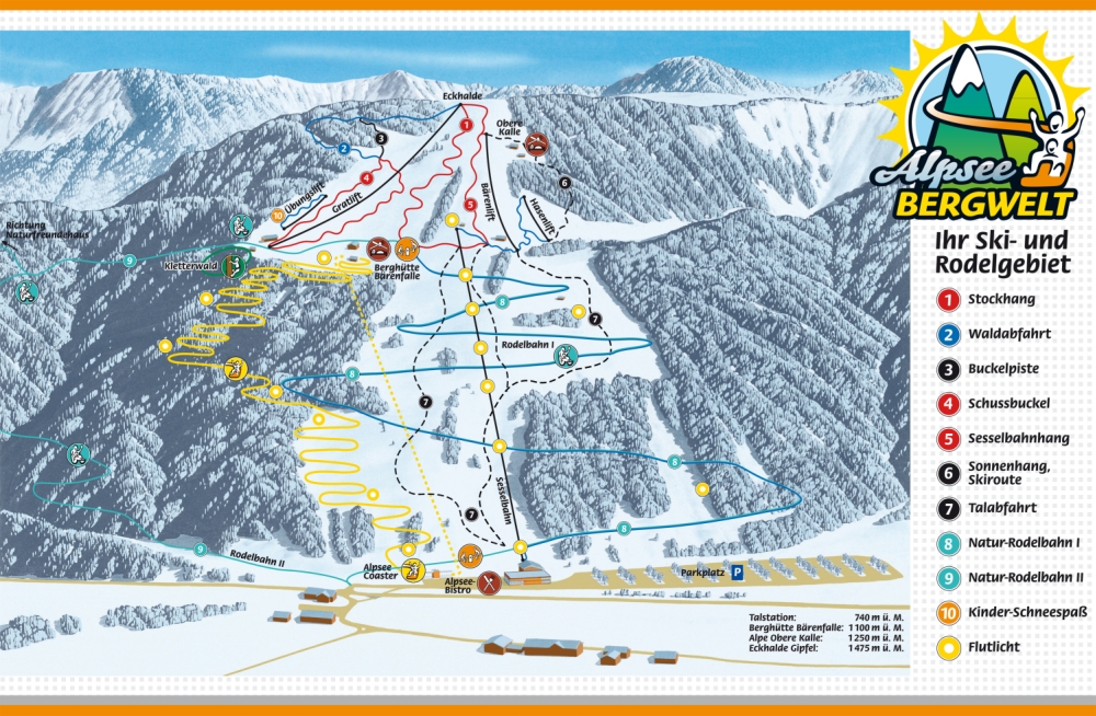 Pistenplan  im Skigebiet Immenstadt - Alpsee Bergwelt - ein Skigebiet in Allgäu