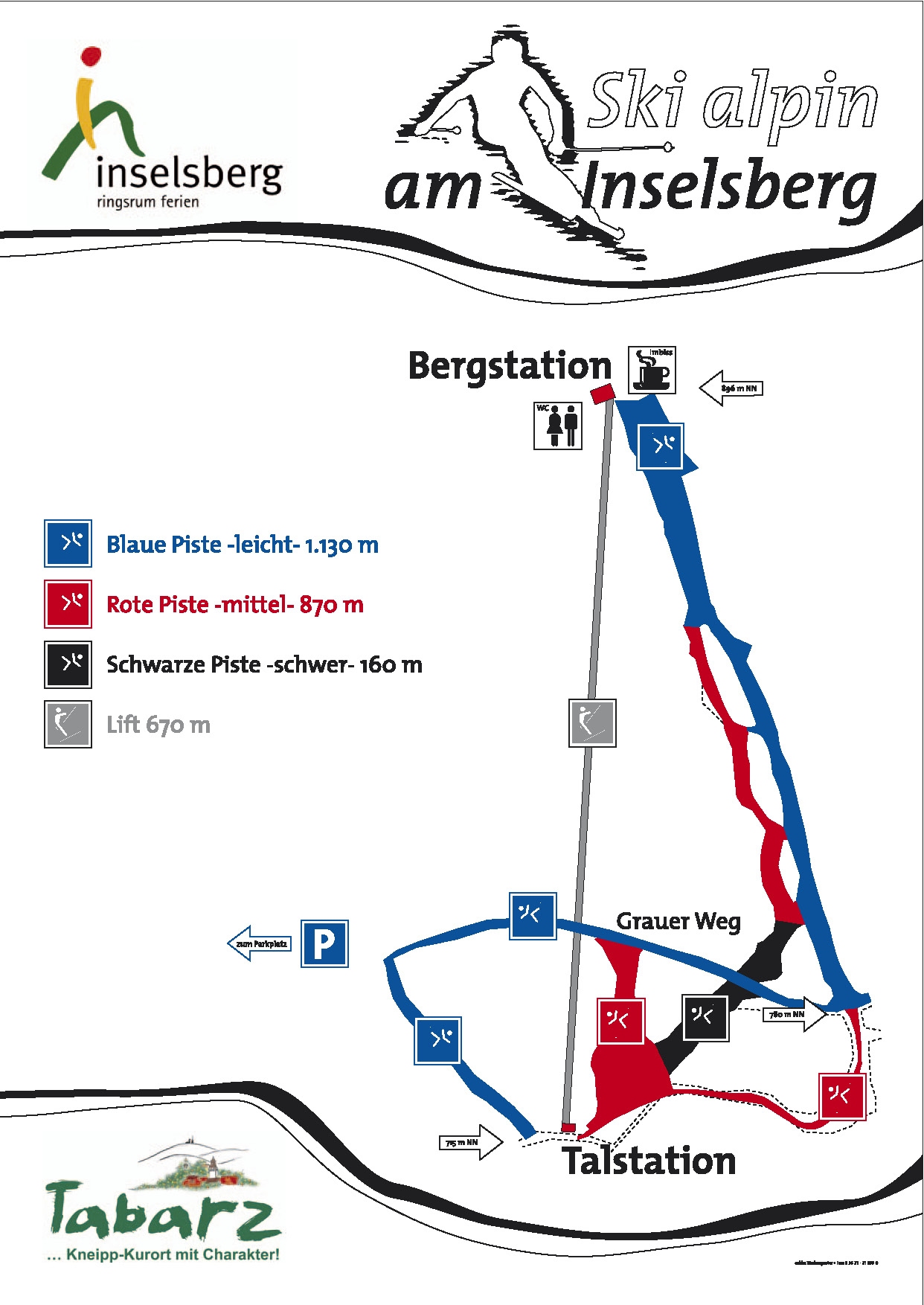 Pistenplan  im Skigebiet Tabarz - Inselsberg - Datenberg - ein Skigebiet in Thüringer Wald