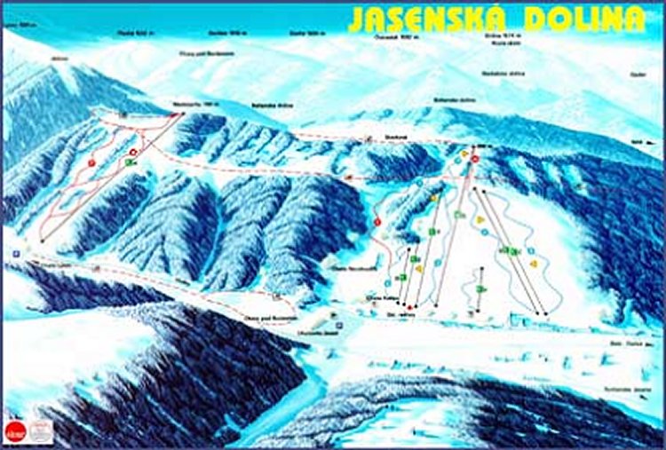 Pistenplan  im Skigebiet Jasenska Dolina - ein Skigebiet in Große Fatra