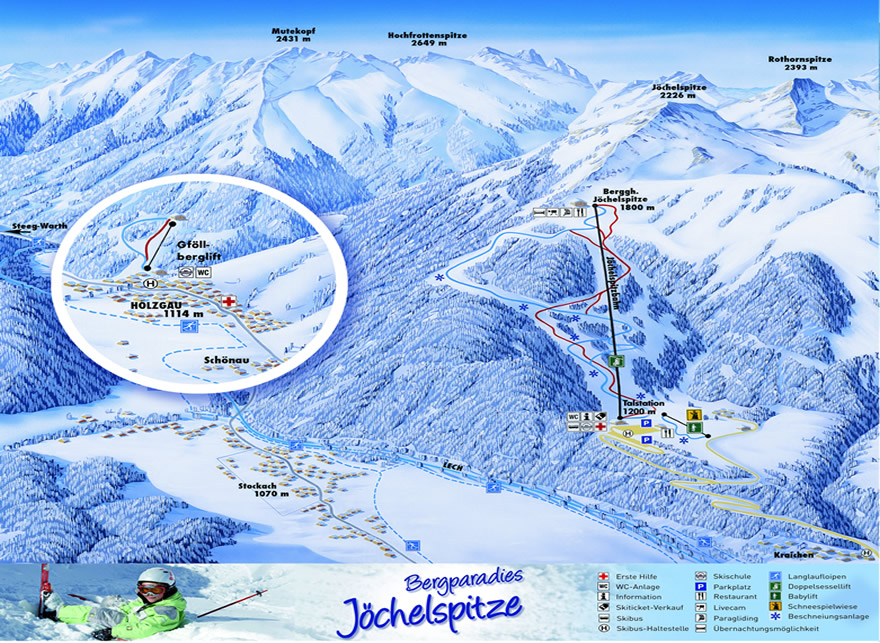 Pistenplan  im Skigebiet Jöchelspitze - ein Skigebiet in Tirol