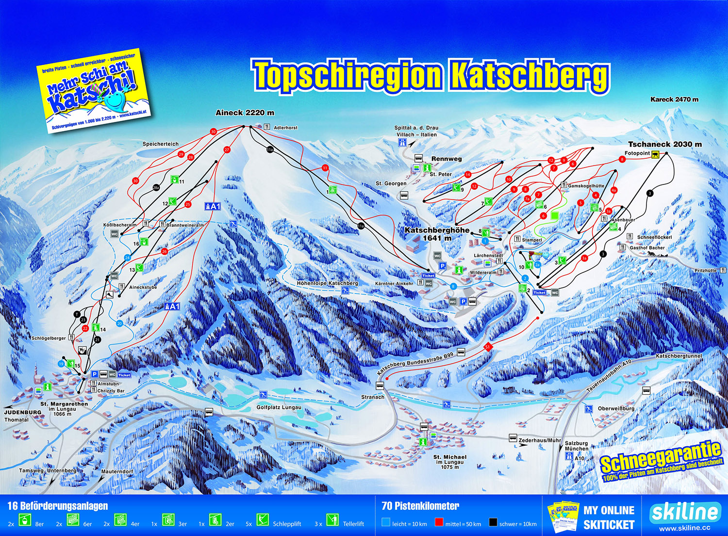 Pistenplan  im Skigebiet Katschberg - ein Skigebiet in Salzburger Land