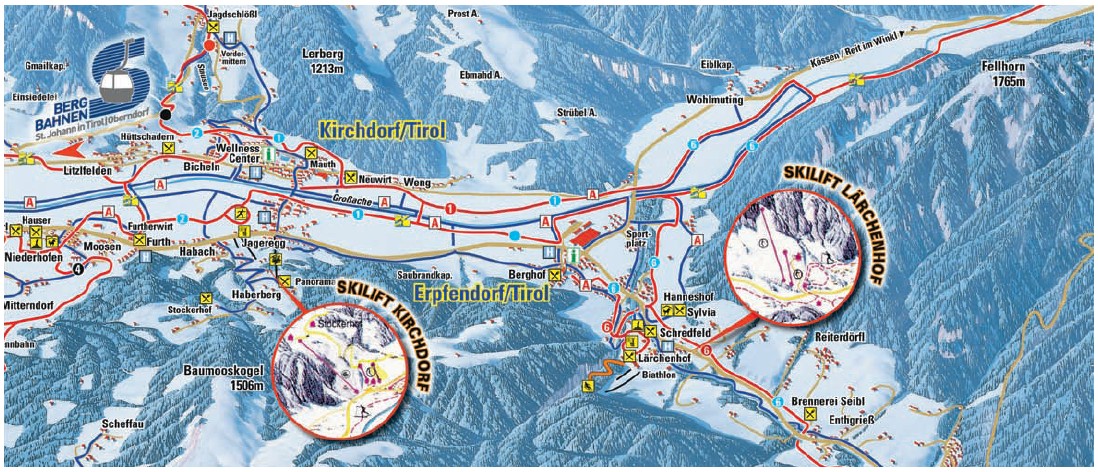 Pistenplan  im Skigebiet Kirchdorf - ein Skigebiet in Tirol