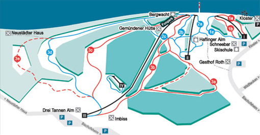 Pistenplan  im Skigebiet Bischofsheim - ein Skigebiet in Rhön