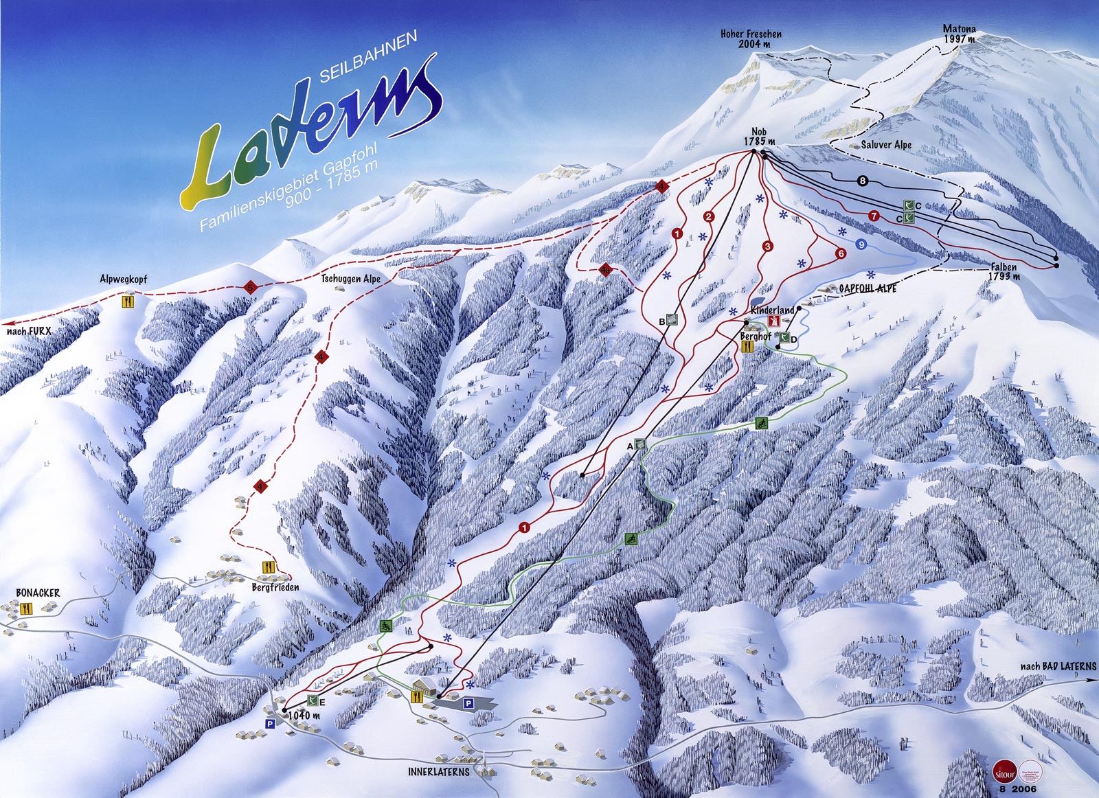 Pistenplan  im Skigebiet Laterns - ein Skigebiet in Vorarlberg