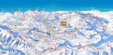 Pistenplan  im Skigebiet Stuben am Arlberg - ein Skigebiet in Vorarlberg