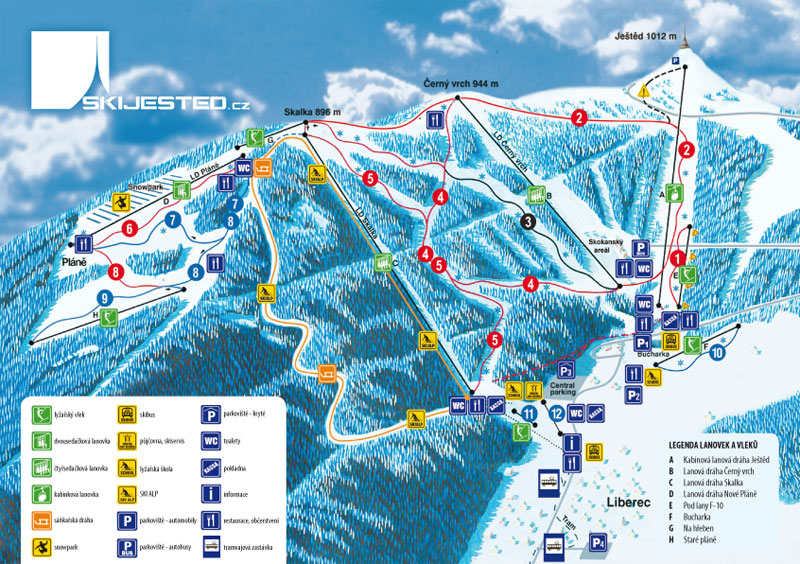 Pistenplan  im Skigebiet Liberec - ein Skigebiet in Isergebirge