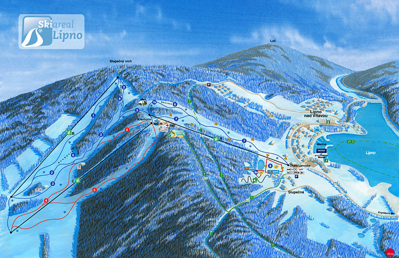 Pistenplan  im Skigebiet Lipno - ein Skigebiet in Böhmer Wald