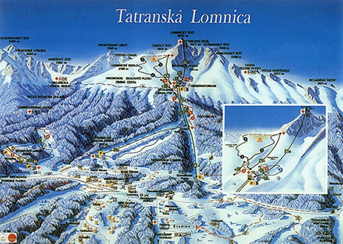 Pistenplan  im Skigebiet Tatranska Lomnica - ein Skigebiet in Hohe Tatra