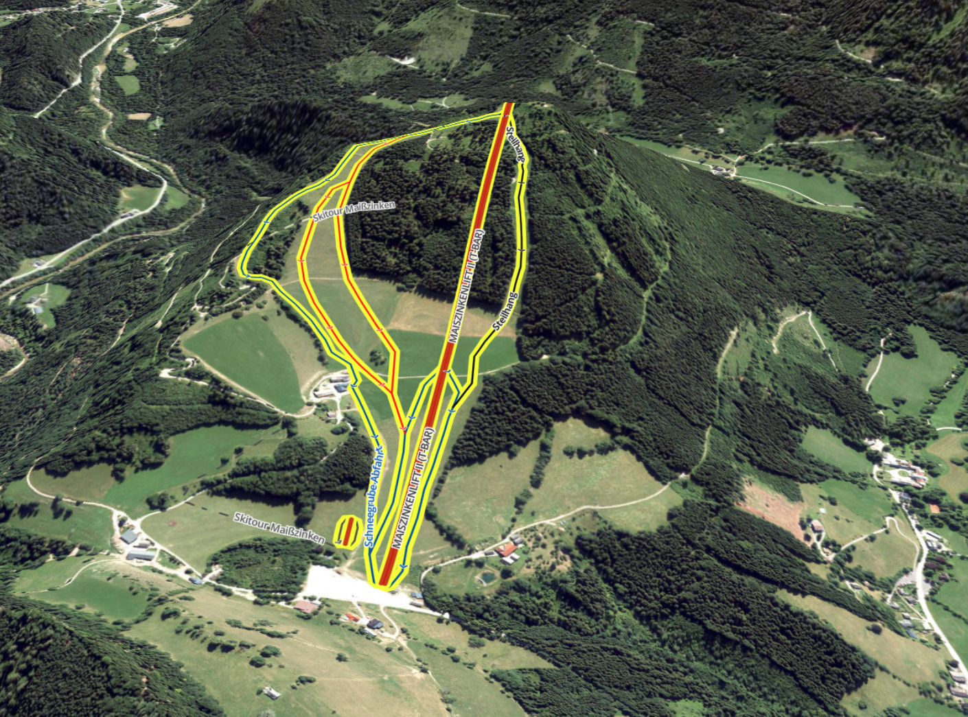 Pistenplan  im Skigebiet Lunz am See - Maiszinken - ein Skigebiet in Niederösterreich