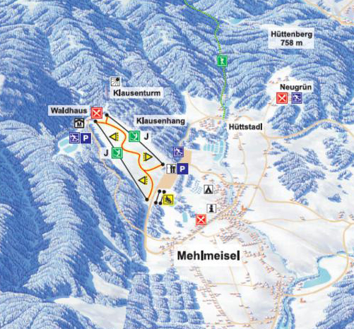 Pistenplan  im Skigebiet Mehlmeisel - Klausenlifte - ein Skigebiet in Fichtelgebirge