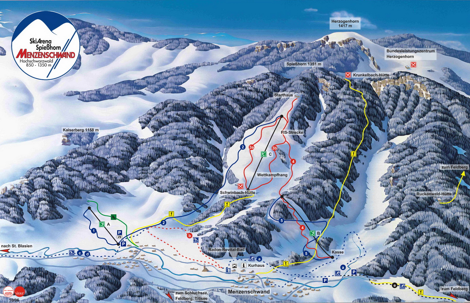 Pistenplan  im Skigebiet Menzenschwand - ein Skigebiet in Schwarzwald