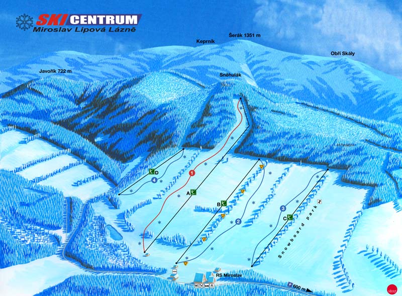 Pistenplan  im Skigebiet Miroslav - ein Skigebiet in Altvatergebirge