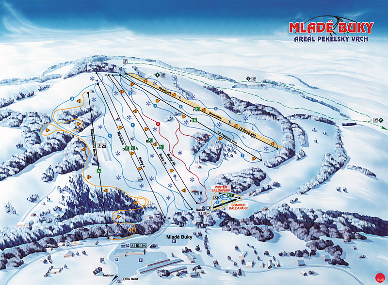 Pistenplan  im Skigebiet Mlade Buky - ein Skigebiet in Riesengebirge