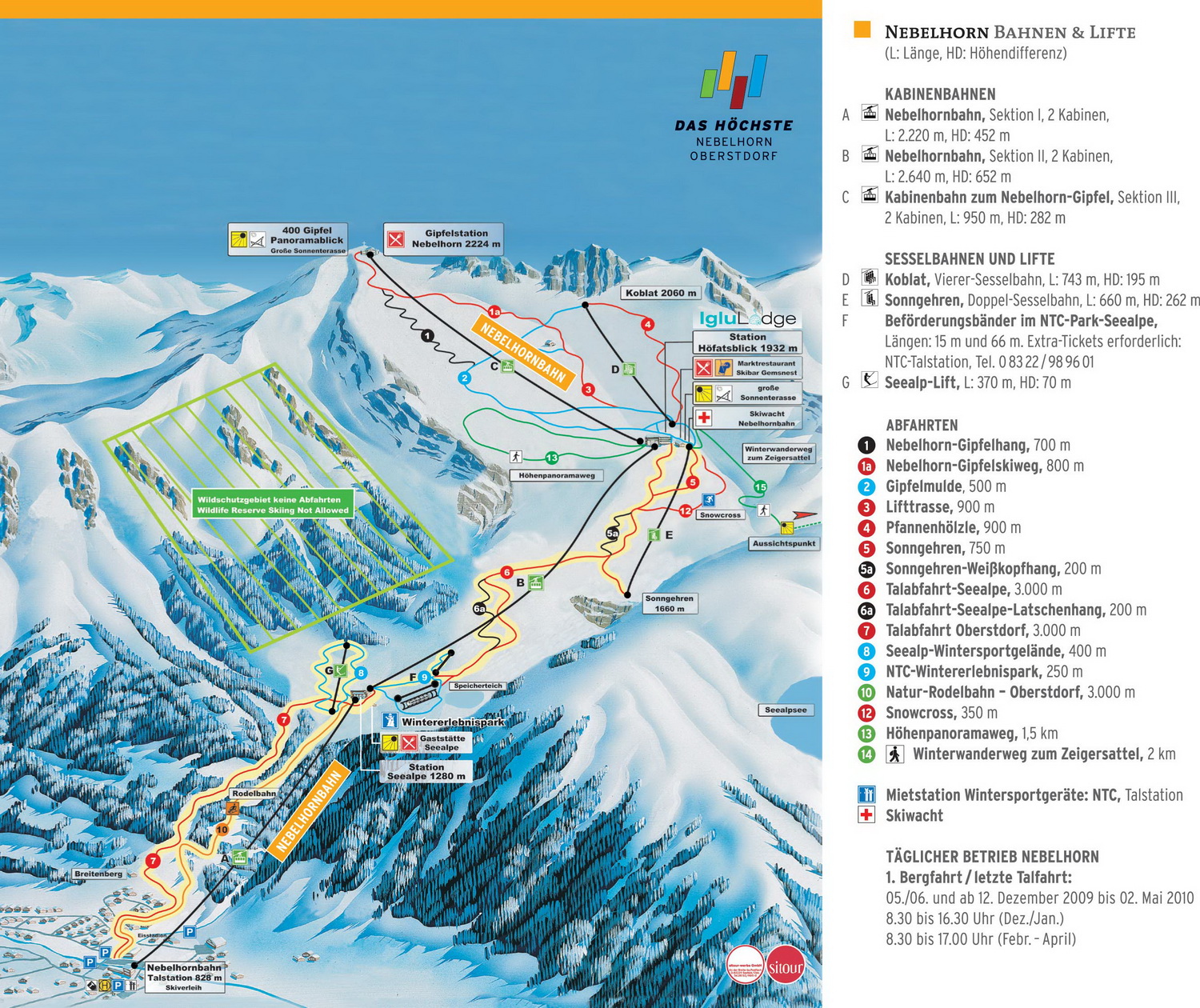 Pistenplan  im Skigebiet Oberstdorf - Nebelhorn - ein Skigebiet in Allgäu