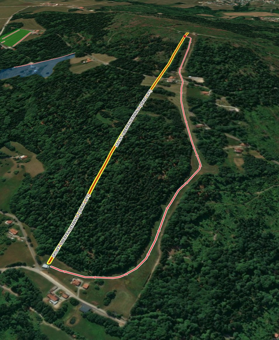 Pistenplan  im Skigebiet Oberfrauenwald - ein Skigebiet in Bayerischer Wald