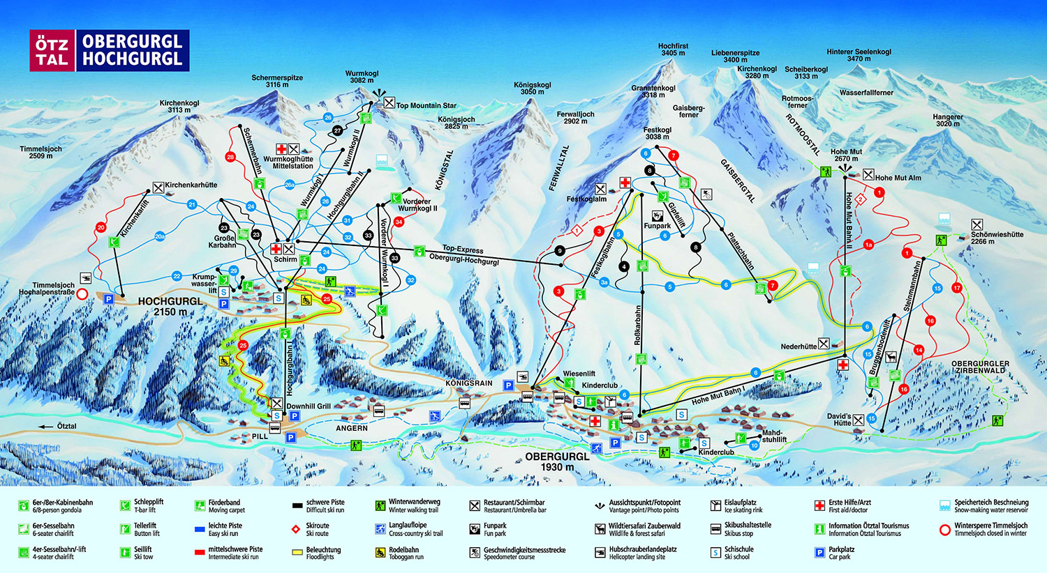 Pistenplan  im Skigebiet Obergurgl - Hochgurgl - ein Skigebiet in Tirol