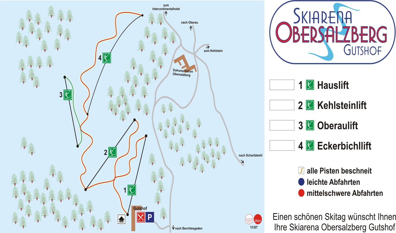 Pistenplan  im Skigebiet Berchtesgaden - Obersalzberg - ein Skigebiet in Oberbayern