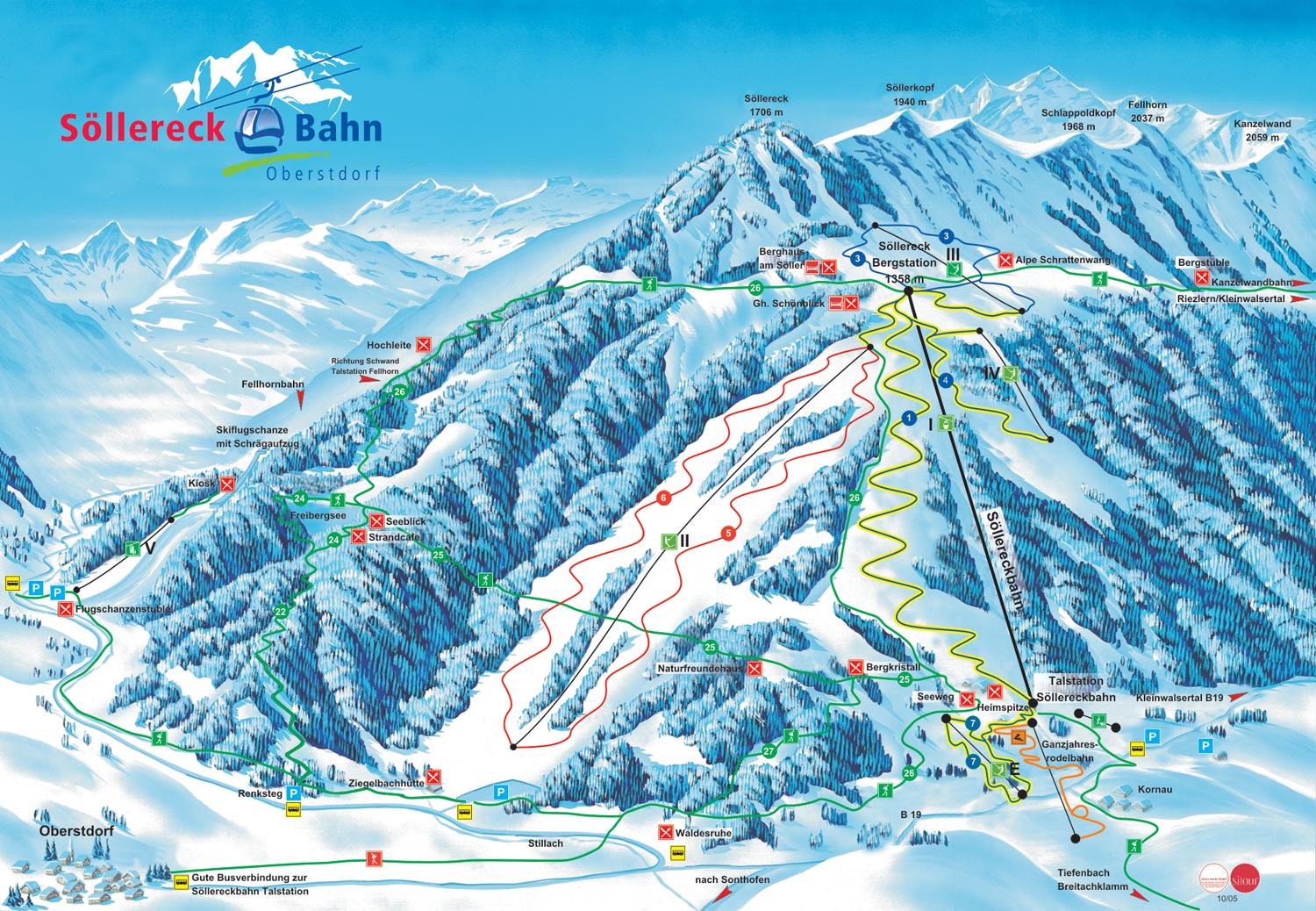 Pistenplan  im Skigebiet Oberstdorf - Söllereck - ein Skigebiet in Allgäu