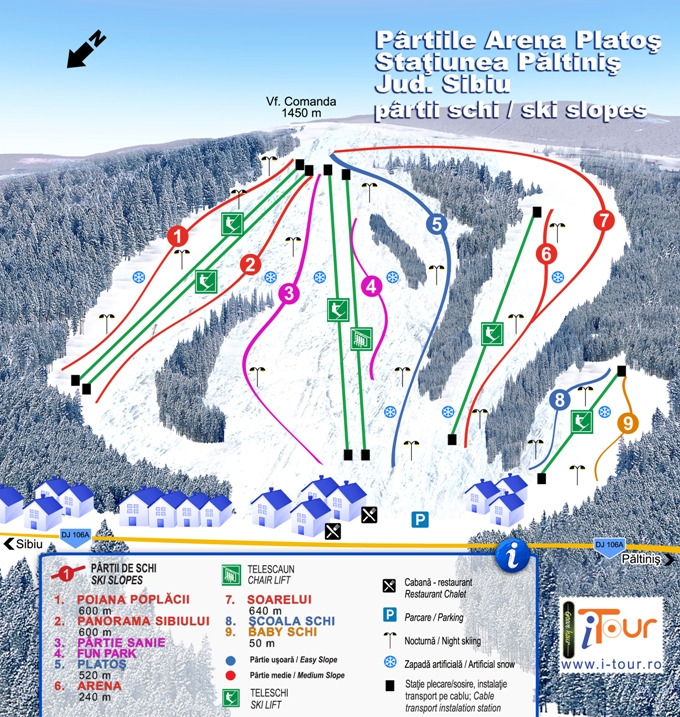Pistenplan Arena Platoș im Skigebiet Paltinis - ein Skigebiet in Südkarpaten - Cindrelgebirge