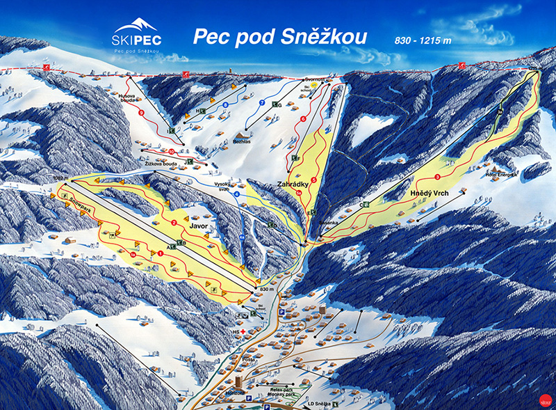 Pistenplan  im Skigebiet Pec pod Snezkou - ein Skigebiet in Riesengebirge