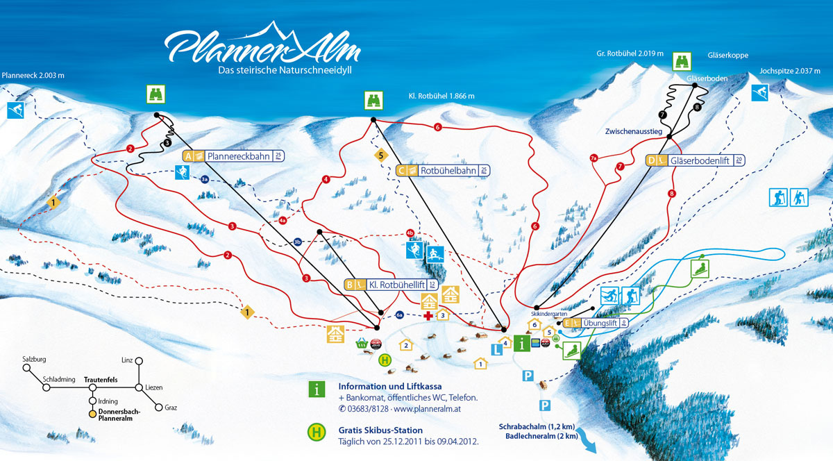 Pistenplan  im Skigebiet Planneralm - ein Skigebiet in Steiermark