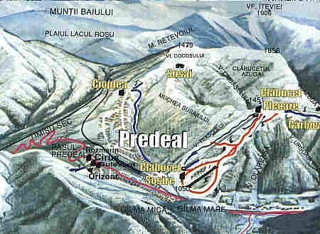 Pistenplan  im Skigebiet Predeal - ein Skigebiet in Südostkarpaten - Bucegi / Predeal