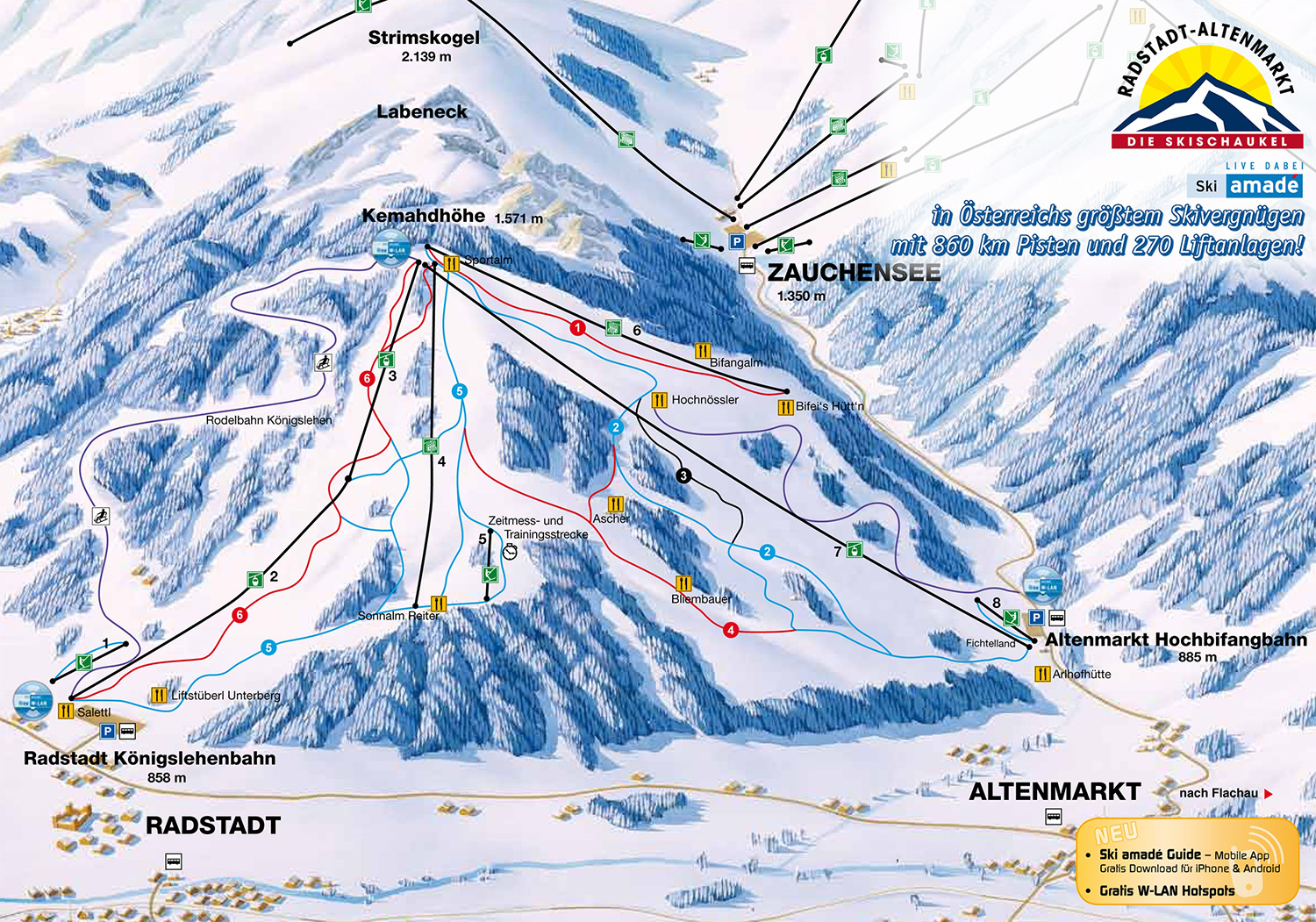 Pistenplan  im Skigebiet Radstadt - Altenmarkt - ein Skigebiet in Salzburger Land