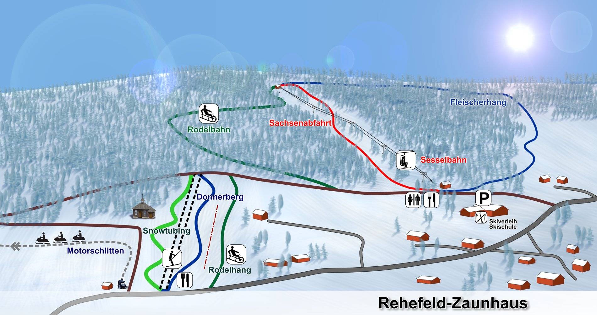 Pistenplan  im Skigebiet Rehefeld - ein Skigebiet in Erzgebirge