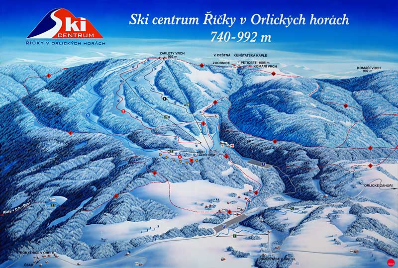 Pistenplan  im Skigebiet Ricky v O.h. - ein Skigebiet in Adlergebirge